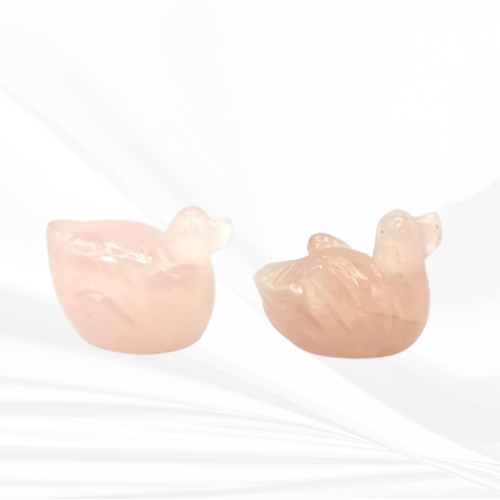 Pink Mandarin Natural Rose Quartz Duck – Symbol of Love & Positivity